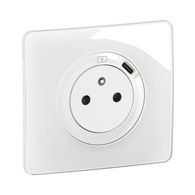 Prise 2P+T avec prise usb Type-C 7,5W Céliane complet Blanc (CG0140)