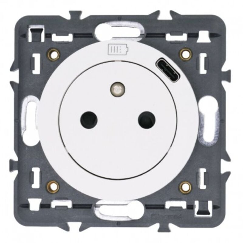 Prise de courant 2P+T 16A avec chargeur usb Type c à composer - Céliane - Titane Legrand