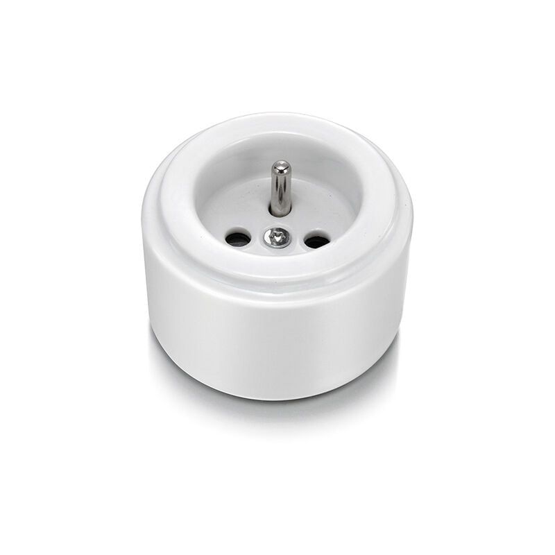 Prise 2P+T porcelaine blanche do Fontini