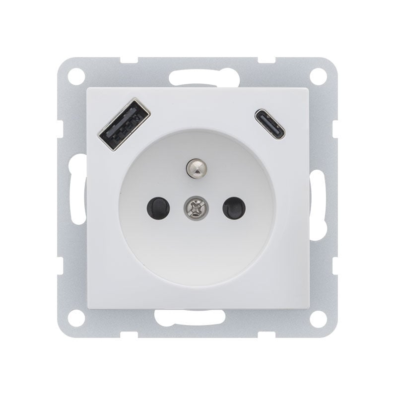 Prise 2P+T + usb a et usb c - Chargement en simultané - Compatible Smartphone, Tablette et autres gadgets électroniques - blanc delta viva Siemens