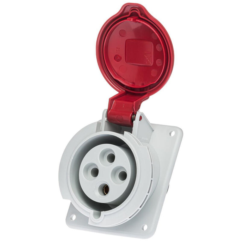 IDE - Prise femelle 3P+T 32A étanche IP44 ou IP67 à encastrer sur coffret - Étanche IP67 ou IP44 - IP44 - Socle de tableau 3P+T - 32A - 380V
