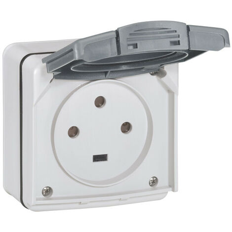 Prise 3P+T étanche 20A - Plexo complet - IP55 saillie - Gris - Legrand