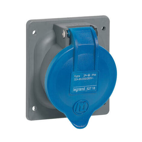 Prise à entraxes unifiés fixe Hypra IP44 32A - 200V à 250V - 2P+T - plastique - 052718 - LEGRAND