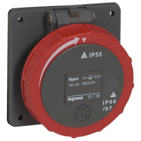 Prise à entraxes unifiés Hypra IP66/67-55 - 380V à 415V - 3P+T+N - plastique - LEGRAND