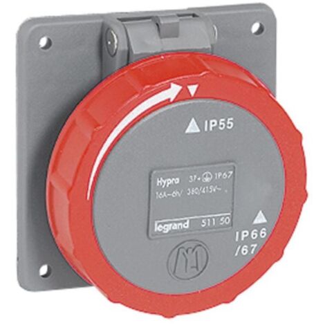 Prise à entraxes unifiés Hypra IP66/67-55 - 380V à 415V - 3P+T- plastique - LEGRAND
