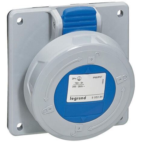 Prise à entraxes unifiés P17 IP66/67 16A de 200V à 250V 2P+T LEGRAND 555384