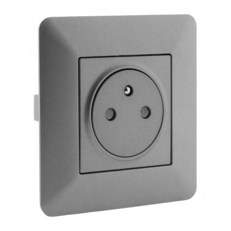 Prise affleurante 2P+T 16A titanium – Installation en surface – Connexion sécurisée pour appareils électriques – Design moderne – Artezo