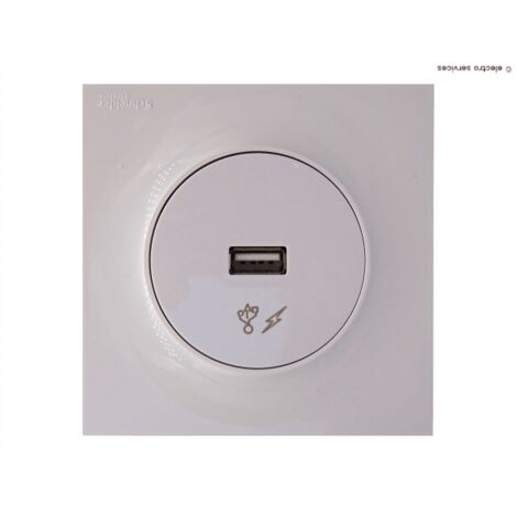 Prise alimentation USB 5V Odace complet Blanc  Griffes: Sans griffes