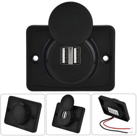 Prise allume-cigare double USB 3.1A noir ABS 12V/24V