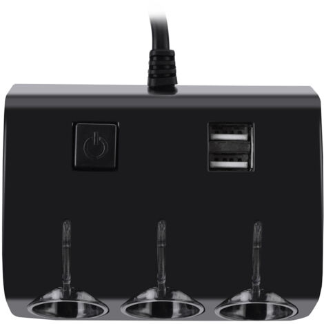Prise allume-cigare triple avec double port USB et adaptateur secteur pour voiture
