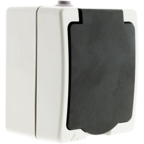 Prise Aquae étanche en saillie 16A 2P+T IP54 - blanc et noir - Zenitech