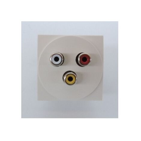 Prise audio + video 3 sorties RCA 2M blanc format 45X45mm bornes vis Systo HAGER WS261