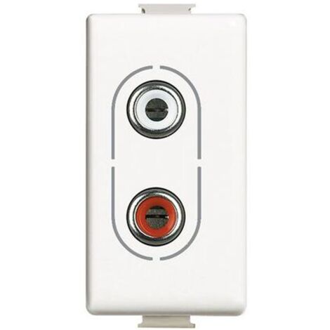 Prise audio vidéo Bticino Matix 2 connecteurs RCA blanc AM4281