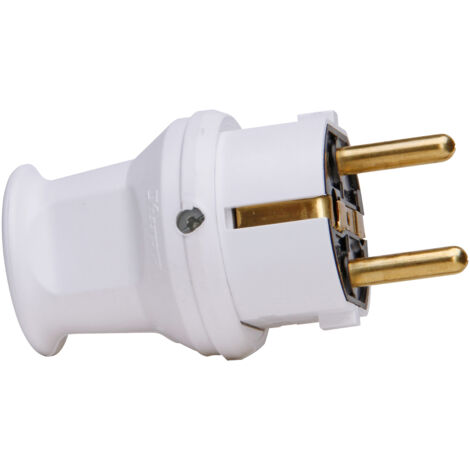 Prise avec contact de protection KOPP 179702004, petit modèle, avec protection anti-pli, blanc