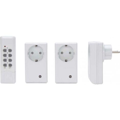 Prise avec télécommande IP20, blanc, 3+1,