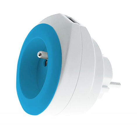 Prise BEWATT + chargeur USB Bleu - Watt and Co