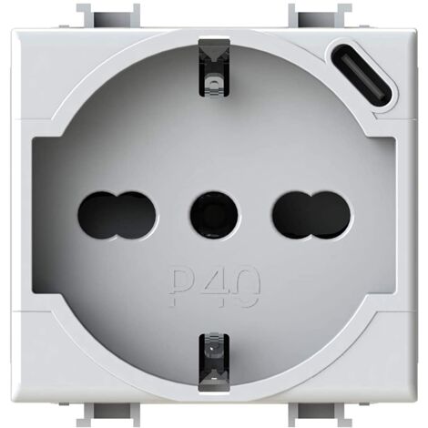 Prise bipasso et schuko 4box P40 avec USB 3.0A Bticino Matix 4B.AM.P40.USB
