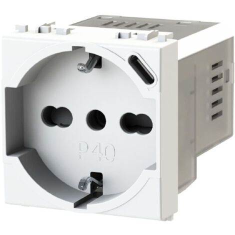 Prise bipasso et schuko 4box P40 avec USB 3.0A Vimar Arke blanc 4B.V19B.P40.USB