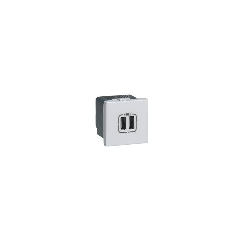 Legrand - Prise 2 usb Type-A 2,4A 5V continu 15 Watts Mosaic 2 modules 230V alu 079394