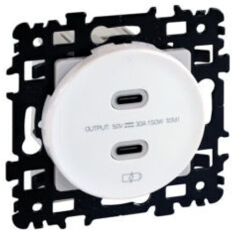 Prise chargeur double USB - Type C - Square - 60235 - Eur'Ohm