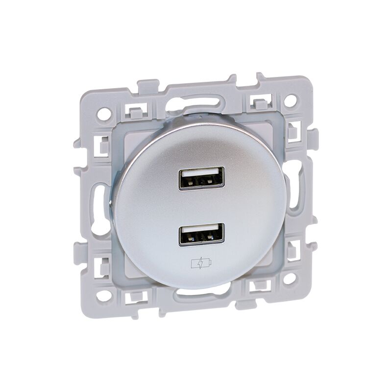 Prise chargeur double usb femelle - 5,5V - square Silver - Type a