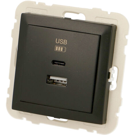 Prise chargeur USBA+C double noire Efapel Logus 90