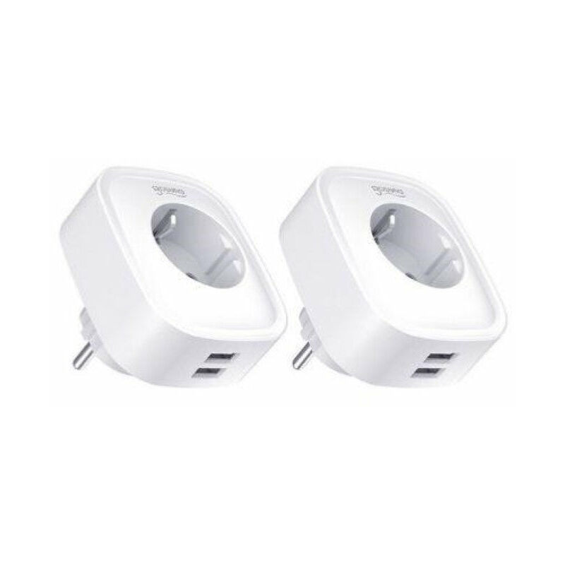Prise Connectée Intelligente WiFi 2.4GHz 16A Blanche + 2 Ports usb 2.1A (Lot de 2) - silamp