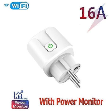 Prise connectée Wi-Fi 16A/20A (norme UE) avec moniteur de consommation et application Tuya Smart Life (1 pièce)