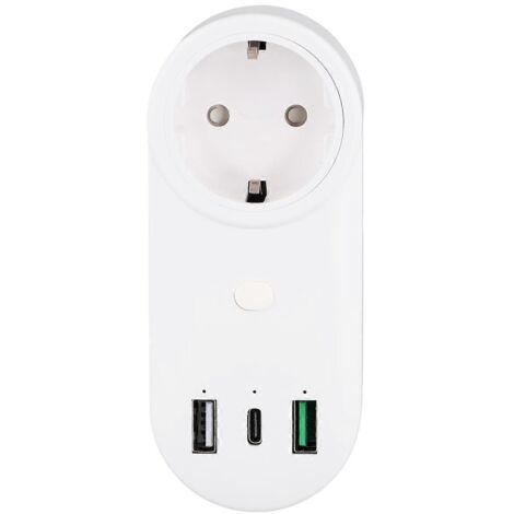 Prise connectée WiFi 16A 2 trous USB + Type-CEU