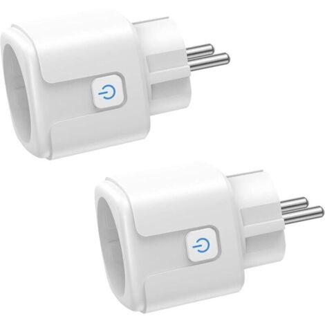 Prise Connectée WiFi, 2 Pièces Prise Intelligente 16A 3680W, Prise WiFi avec Mesure de Consommation Électrique, Contrôle à Distance, Commande Vocale, Compatible avec Alexa & Google - pour la France