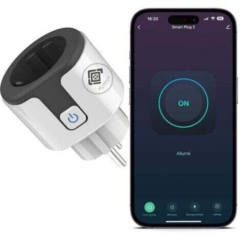 Prise connectée WiFi 20A – Compatible Alexa et Google Home – Programmable avec mesure de consommation d'énergie – Commande vocale à distance