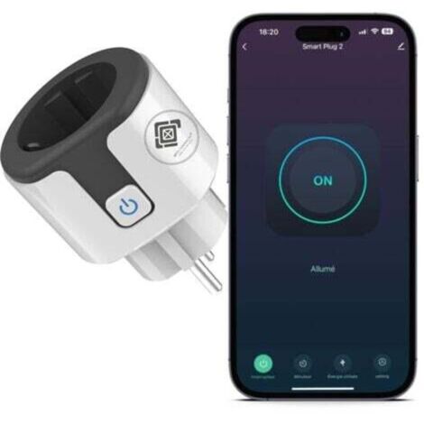 Prise connectée WiFi 20A – Compatible Alexa et Google Home – Programmable avec mesure de consommation d'énergie – Commande vocale à distance