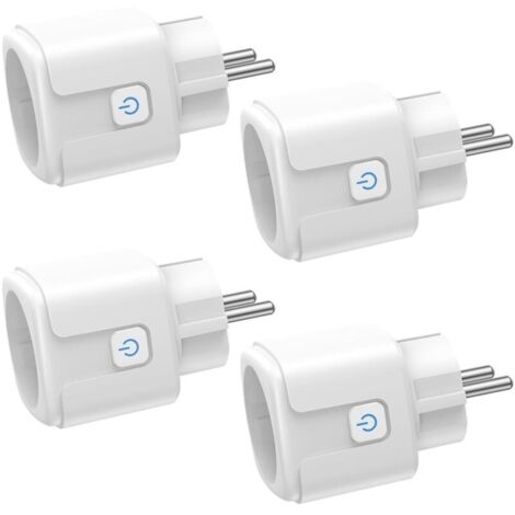 Prise Connectée WiFi, 4 Pièces Prise Intelligente 16A 3680W, Prise WiFi avec Mesure de Consommation Électrique, Contrôle à Distance, Commande Vocale, Compatible avec Alexa & Google - pour la France