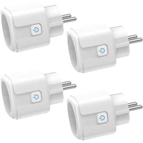 Prise Connectée WiFi. 4 Pièces Prise Intelligente 16A 3680W. Prise WiFi avec Mesure de Consommation Électrique. Contrôle à Distance. Commande Vocale. Compatible avec Alexa & Google - pour la France