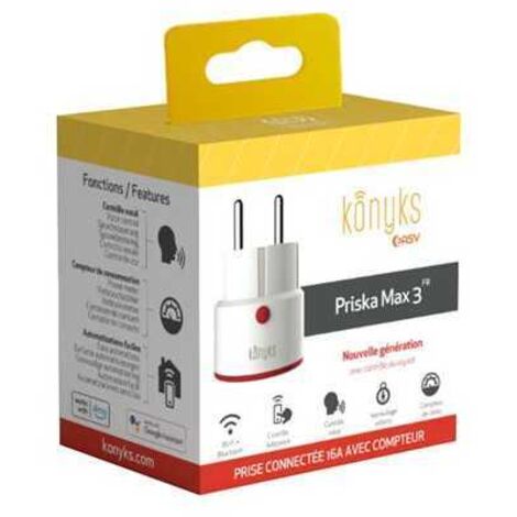 Prise connectée WiFi + Bluetooth Konyks Priska Max 4 FR 16A Blanc
