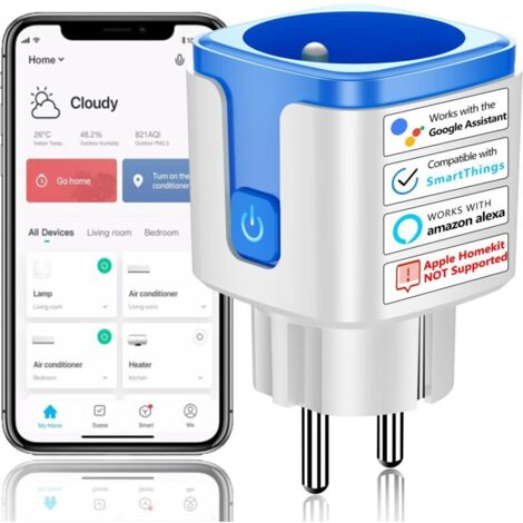 Prise Connectée WiFi Intelligente Type E, Programmateur Electrique, Compatible avec Alexa et Google Assistant, Prise Programmable avec Minuteur et Télécommande, App Tuya/Smart Life, 16A