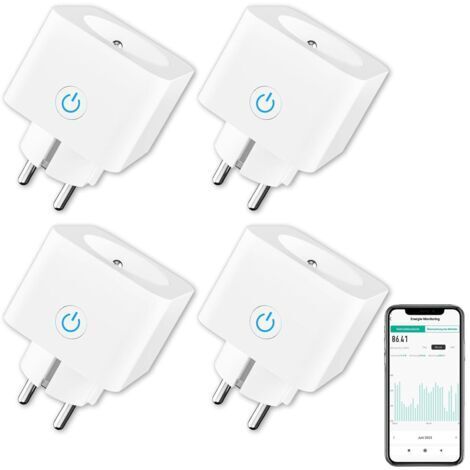 Prise Connectée WiFi (Type F), Prise Intelligente EIGHTREE, Compatible avec Alexa, Google Home, SmartThings, Suivi de la Consommation d'énergie, Contrôle de l'App Smart Life, 16A, Pa