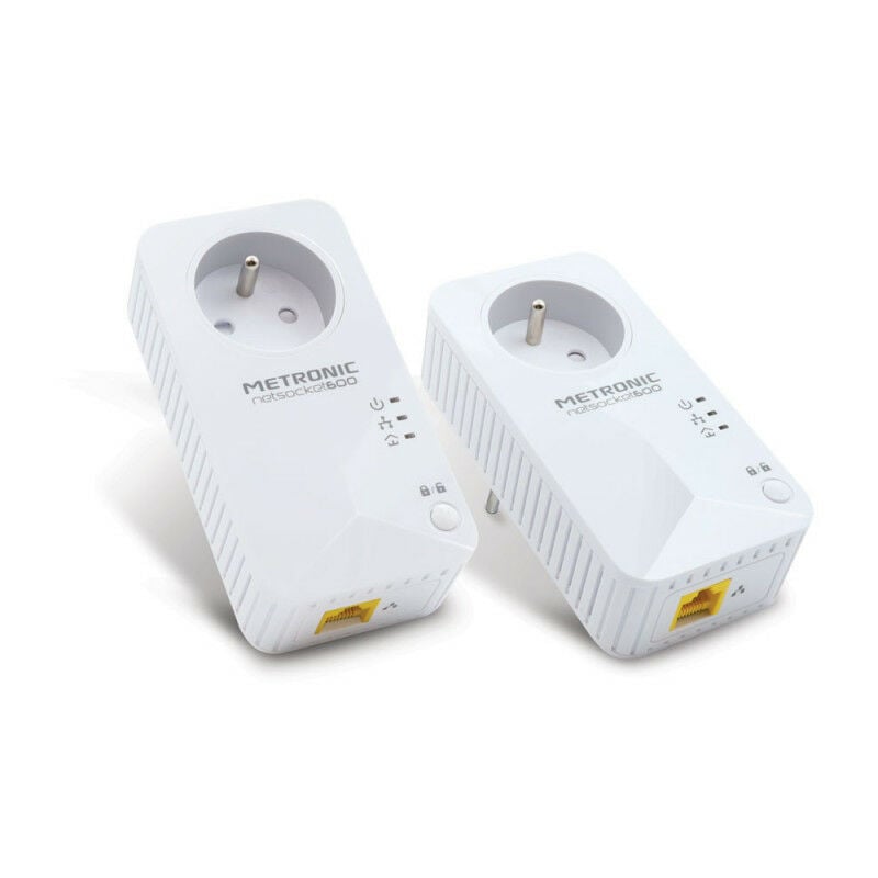 Metronic - Prise cpl netsocket Duo 600 avec prise gigogne