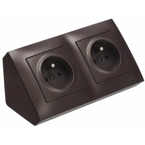 Prise d'angle 2x 2P+T marron  220V 16A Simon 54