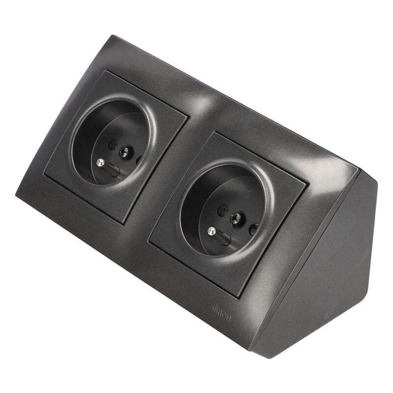 Prise d'angle 2x 2P+T anthracite 220V 16A Simon 54