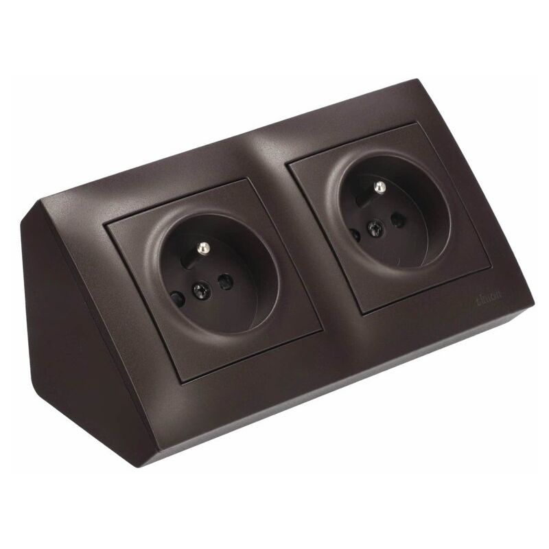 Prise d'angle 2x 2P+T marron 220V 16A Simon 54