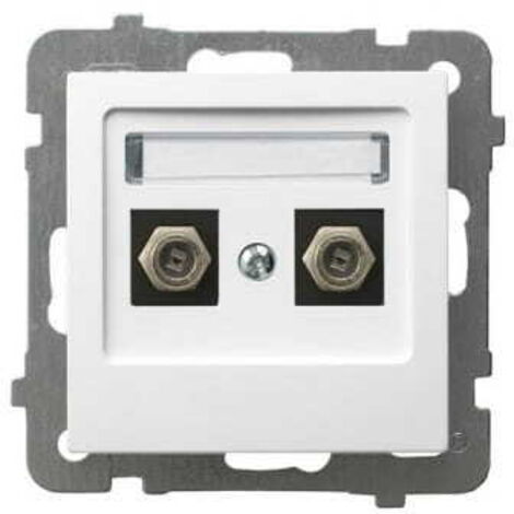 Prise d'antenne p/t blanche type F double sans cadre