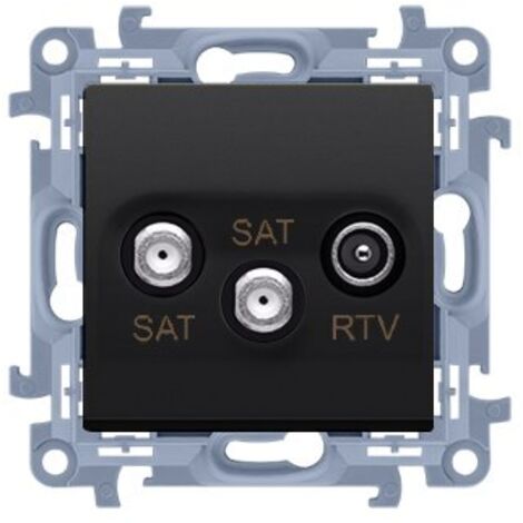 Prise d'antenne satellite double SAT-SAT-RTV (module), 1x entrée : 5 MHz-2,4 GHz, noir mat, SIMON10