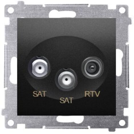 Prise d'antenne satellite double SAT-SAT-RTV (module), noir mat Simon54