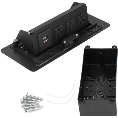 Prise de bureau encastrée avec double port USB, charge rapide AC250V 10A norme américaine