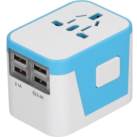 Prise de convertisseur de Puissance, Prise d'adaptateur d'alimentation de Charge Intelligente ABS Portable pour Le ménage pour Les Voyages(Bleu)