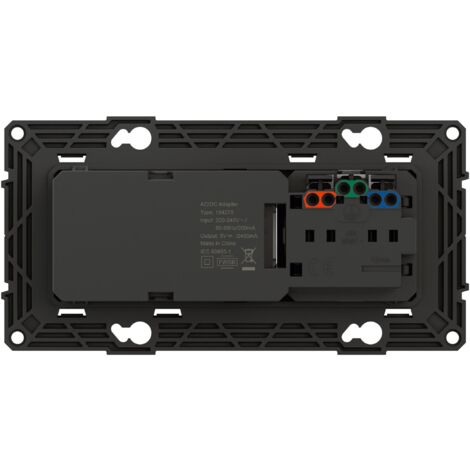 Prise de courant 16A + chargeur 2 USB 2,4A précâblées Altège finition Nuit BTICINO BTAL31SD