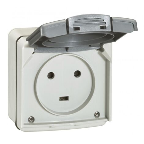 Prise De Courant 20 A 2p+t Plexo Ip55 - Complet En Saillie - Gris