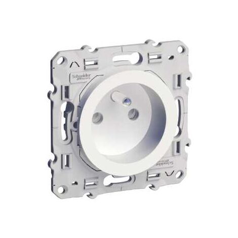 Prise de courant 2P+T Blanc Schneider Electric Odace a Connexion Rapide