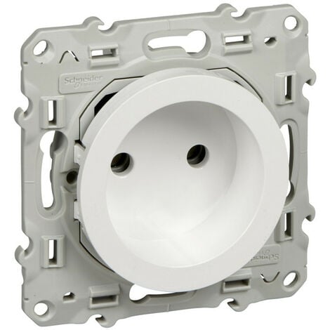 Odace, prise de courant 2P Blanc, à vis, connexion rapide sans terre S520033